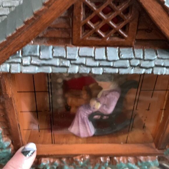 Vtg 1946 Haddon Original Home Sweet Home Clock Animated Rocking Grandma W/Light - Picture 12 of 17